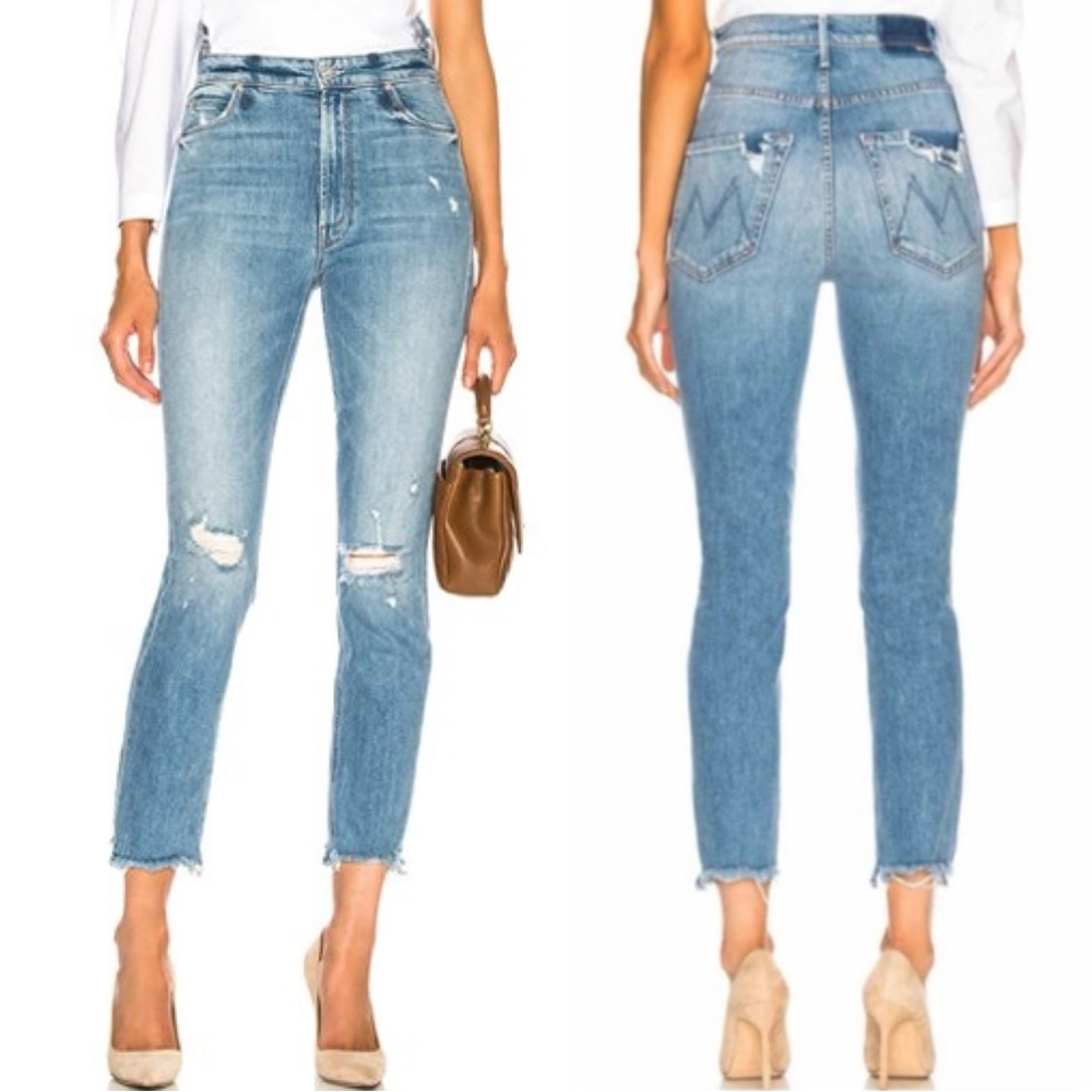 MOTHER Skinny Jeans in Faded Blue